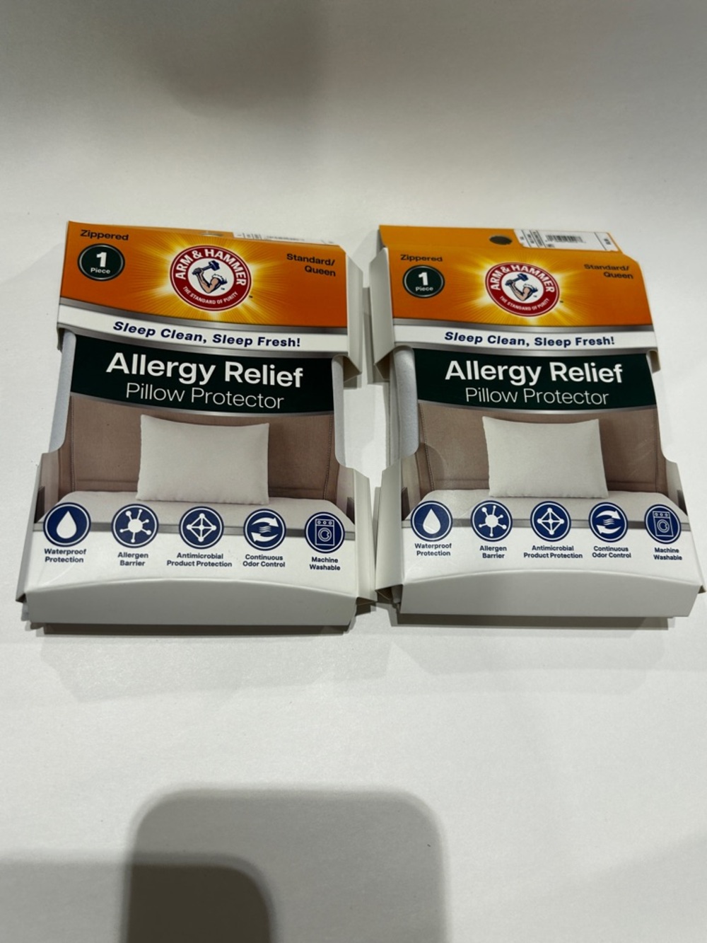 Arm & Hammer Allergy Relief Pillow Protector set of two standard queen size bws